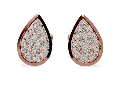 Earrings-102410 rose gold plated tear shaped stud earring wit... 3D print model