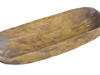 Hand-Carved Wooden Decorative Bowl 3D model