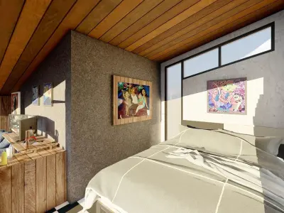 Bedroom and workspace 3D model