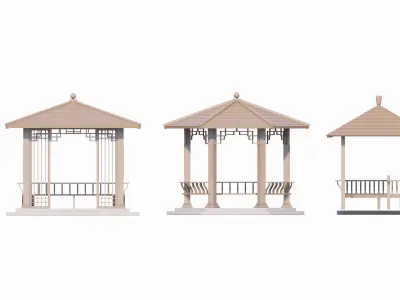 16 Chinese-style pavilions in antique courtyards 3D model
