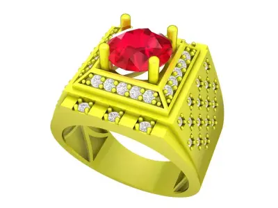 A7229 Korean Style Diamond Vintage Men Ring 3D print model