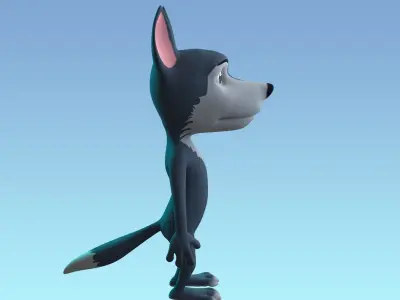 Stylized Young Wolf NoRig Low-poly 3D model