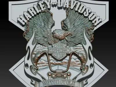 Harley Davidson badge logo 3D print model