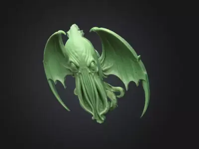 Cthulhu Bust Plaque Low-poly 3D model