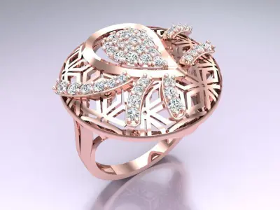  Mesh flower ring - Italian rings - Womens Rings - N6340 3D print model