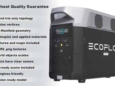 EcoFlow Delta PRO Portable Generator PBR Low-poly 3D model