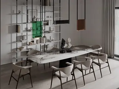 B L A C K modern living room with walls 3D model