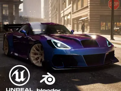 Dodge Viper SRT MONSTER Unreal Engine Ready Low Poly Model Low-poly 3D model