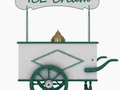 Old Ice Cream Cart Low-poly 3D model