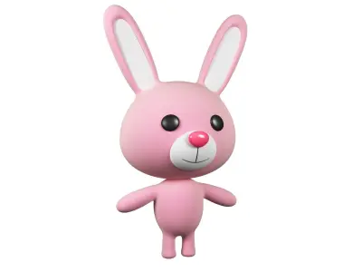 Rabbit cartoon character 01  Low-poly 3D model