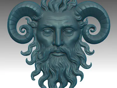 Aries Spirit - Mythical Ram-Horned Deity Wall Sculpture 3D print model