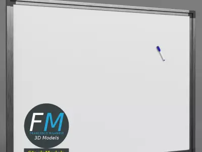 Magnetic whiteboard with markers 3D model