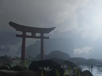 Japanese Torii gate 3D model Low-poly 3D model