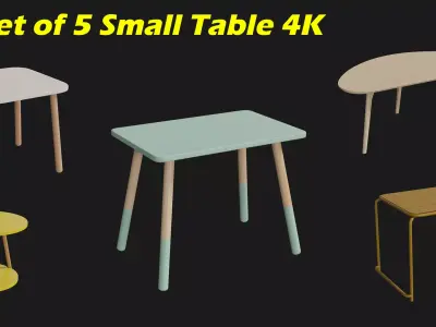 5 Realistic Small Children - coffe Tables 4K Low-poly 3D model