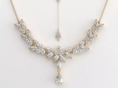 Diamond pendant 3D model for render 3Ds Max V-ray 3D model 2