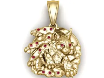 gold cat pendant  3D print model