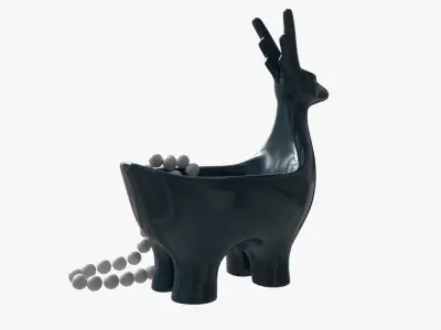 Ceramic Deer Bowl with Beads 3D model