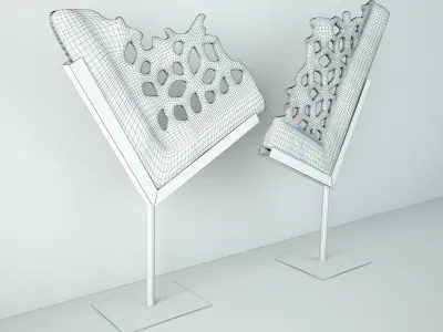 Antique Stone Jali Fragments on Stand 3D model