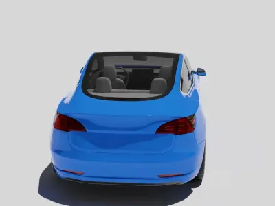Tesla model 3 car high poly Low-poly 3D model
