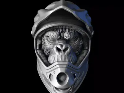 Animal bas relief art Biker monkey home decor art vol 2  3D print model