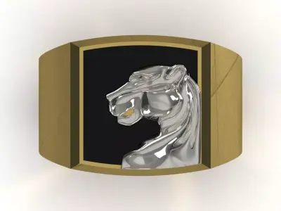 Square Signet Ring with Raised Puma Panther Motif mr0307 3D print model