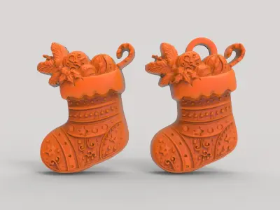 christmas socks decor  3D print model