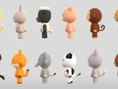 CUTE ANIMALS PACK 3D model