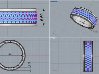 Ring with gems model 561 3D print model