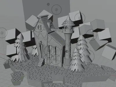 a small fairy-tale house Low-poly 3D model