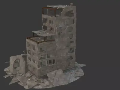 destroyed building Low-poly 3D model