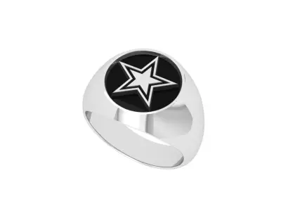 Star Signet Ring-Star Ring-Mens Star Signet Ring-Men  3D print model