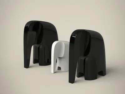 Elephant statue Low-poly 3D model