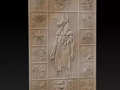Wall Decoration Plate with Ancient Egyptian Motifs 120x80cm 3D print model
