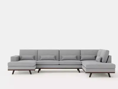 Copenhagen U Sofa Right Linen Grey Low-poly 3D model
