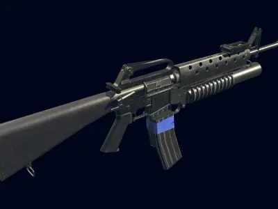 M16A1 Automatic Rifle equipped with M203 Launcher Low-poly 3D model