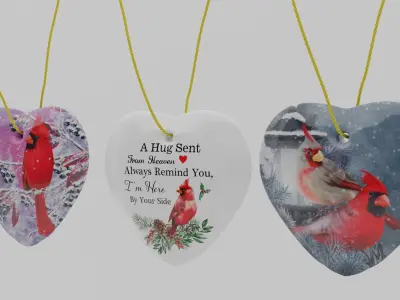 3DChristmas Decorations 3 Hearts 3D model