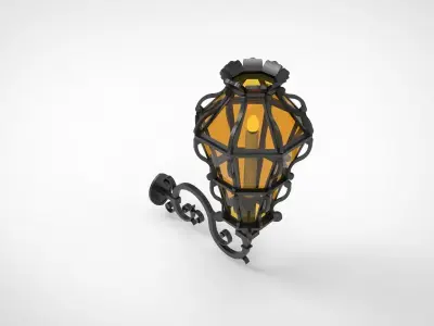 lantern X wrought iron wall lamp 3D model