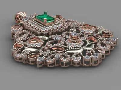Rose Gold Diamond Pendant 3D Print Model 3D print model 15