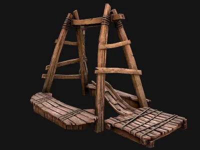 Quarry Crane for Resource Extraction Low-poly 3D model