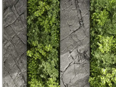 Vertical Wall Garden With rock frame 3D model