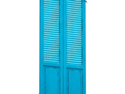 Wooden shutters doors with blinds 3D model