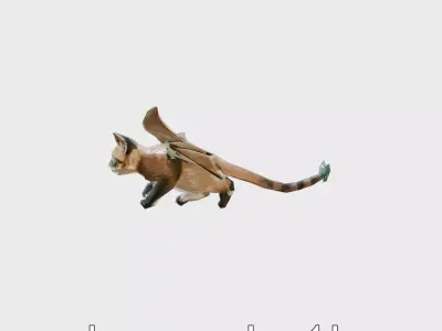 Dragon Cat Hybrid Fantasy Creature model pack Low-poly 3D model