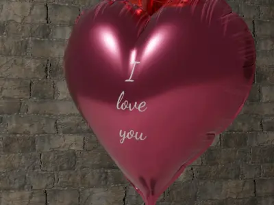 Heart Shape Valentines Day Balloons Low-poly PBR Low-poly 3D model