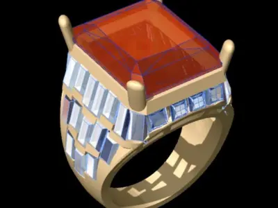 Baguette Princess Ring Free 3D print model