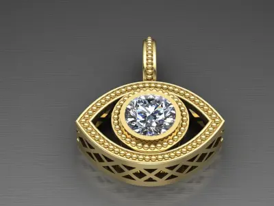 Devil Eye pendant with bail  3D print model