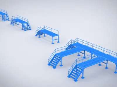 Modular industrial metal platforms 3D model