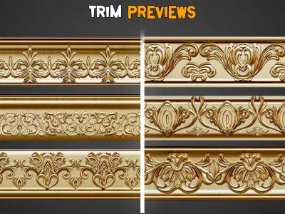 50 Ornaments Trim Brushes   Vol 40 Low-poly 3D model