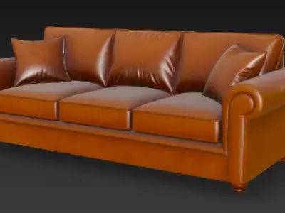 Leather Sofa 3D Model 3D model