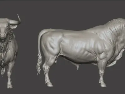 Bull - TPose - High Poly  3D model