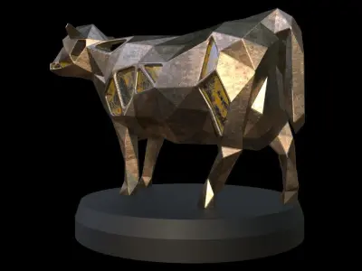Steampunk Cow Low-poly 3D model